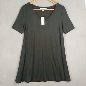 Loft Shift Dress Womens XSP Black Rayon Stretch Short Sleeve Scoop Neck Outdoor‎